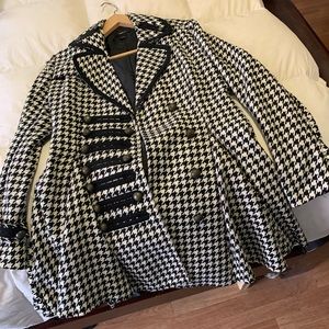 Black and white houndstooth dress coat